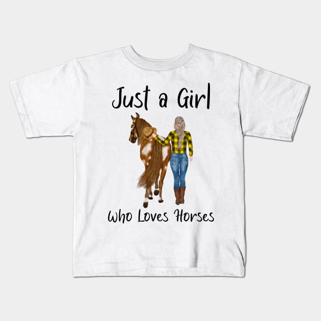 Just A Girl Who Loves Horses Kids T-Shirt by DragonTees